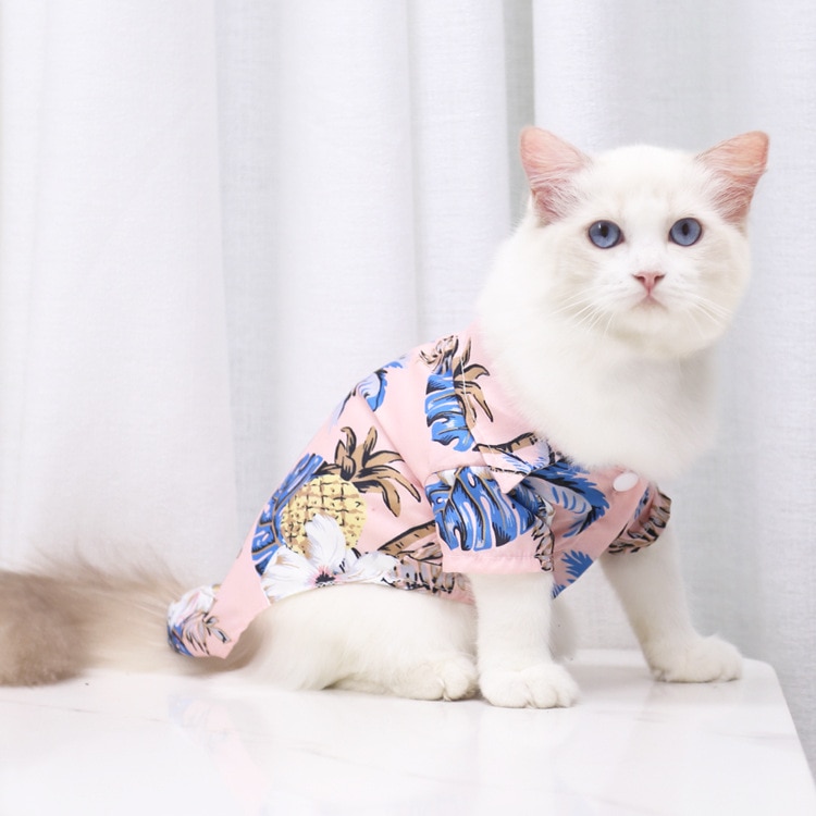 Hawaiian Style Summer Cat Shirt