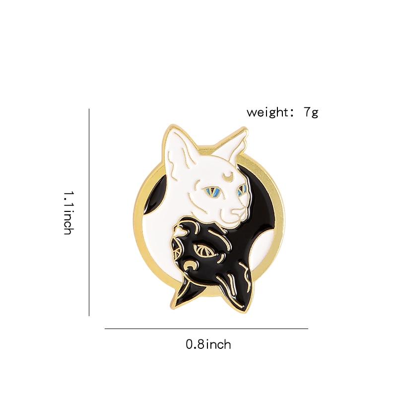Brooch for Clothes with Black and White Cat