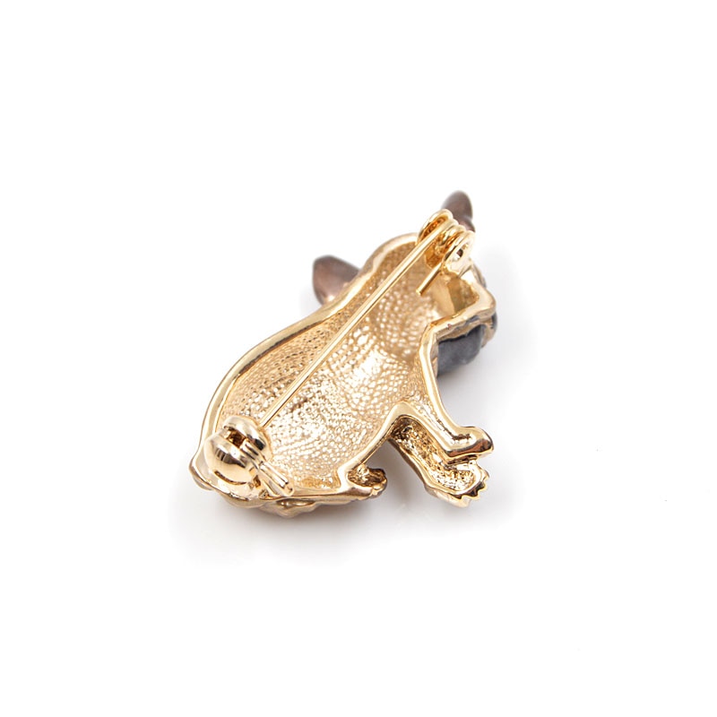 Gold Brooch with a Small Dog for Women and Men