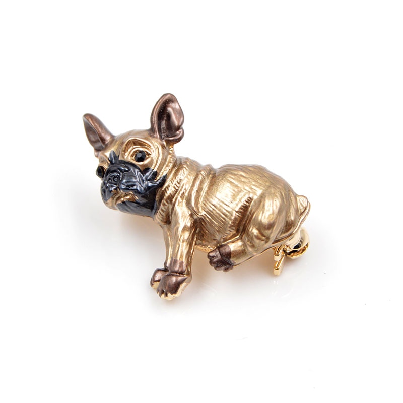 Gold Brooch with a Small Dog for Women and Men