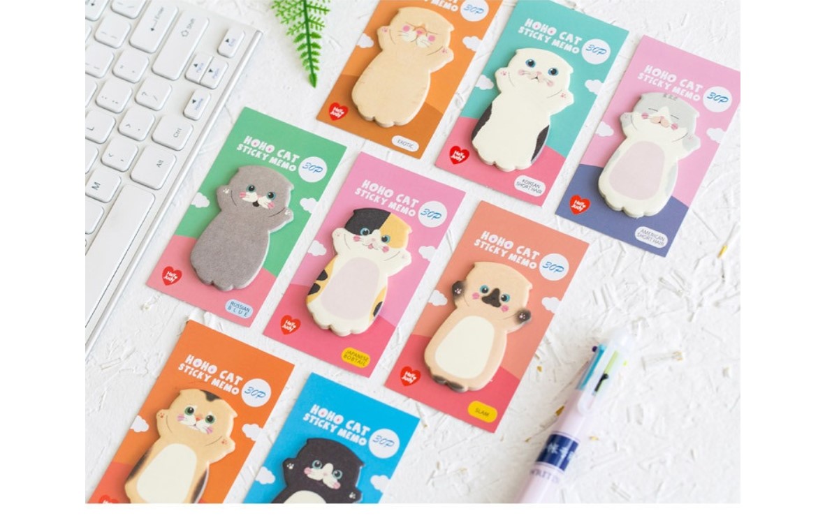 Kawaii Cat Memo Pads 8 Packs Set