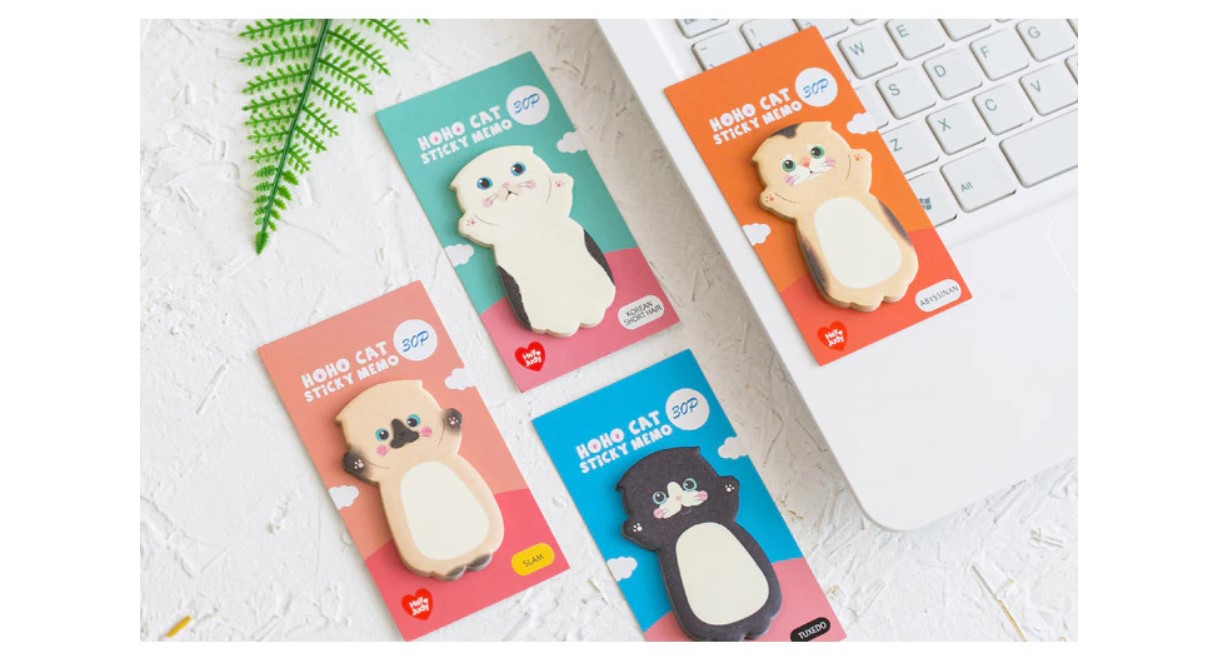 Kawaii Cat Memo Pads 8 Packs Set