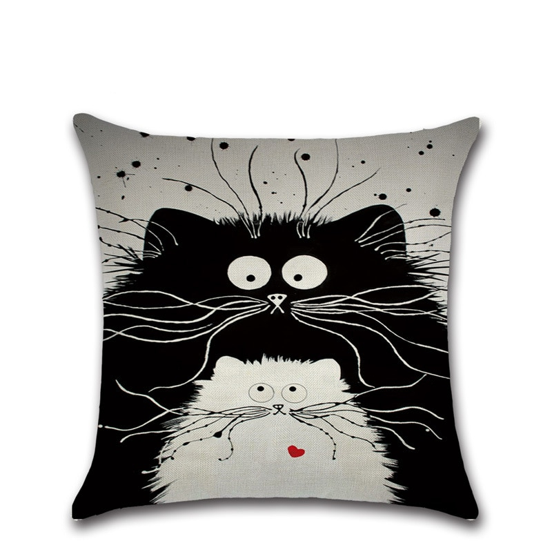 Cotton Cushion Cover in Cat Print