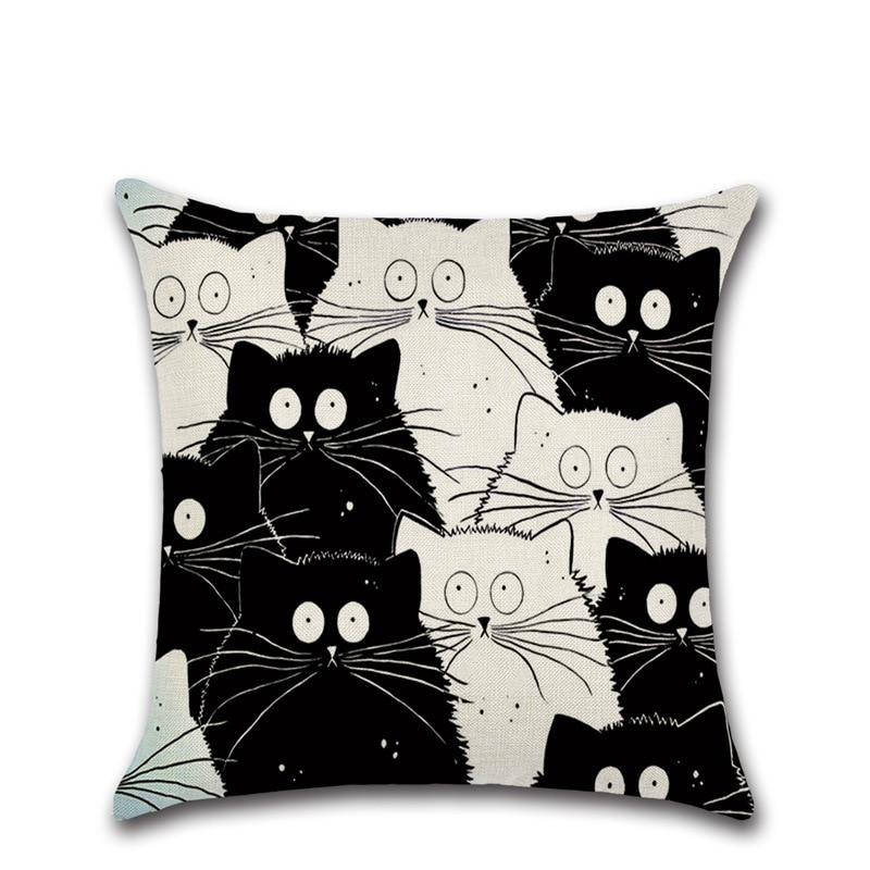 Cotton Cushion Cover in Cat Print