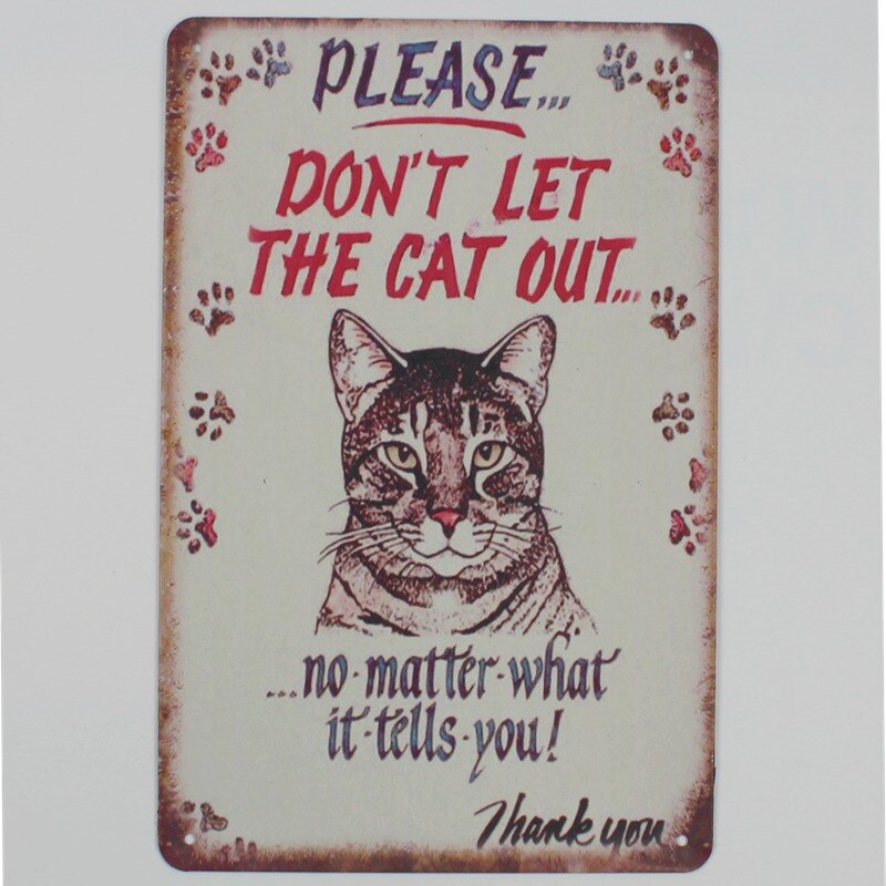 Vintage Cat Printed Plaque