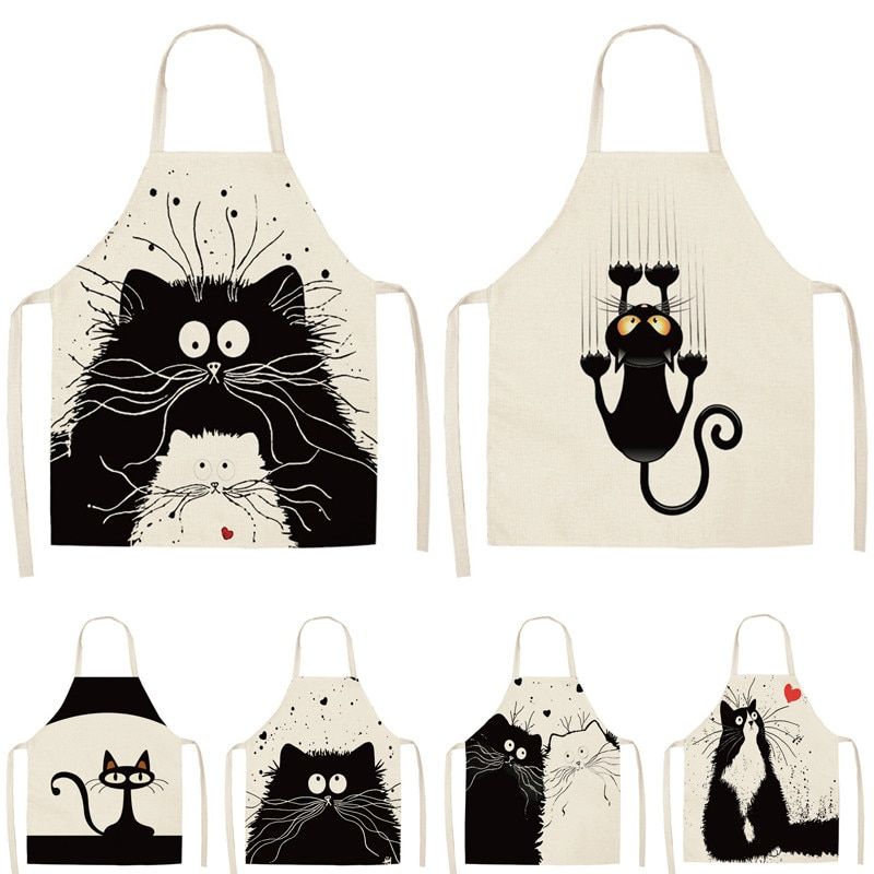 Women's Cat Printed Kitchen Apron